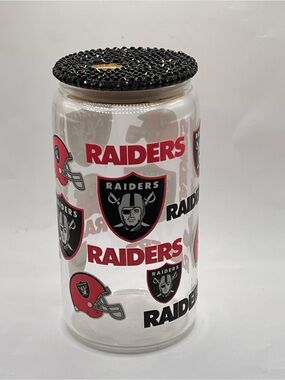 Riders by Lee Clear Logo Glass Canister with Black Jeweled Lid